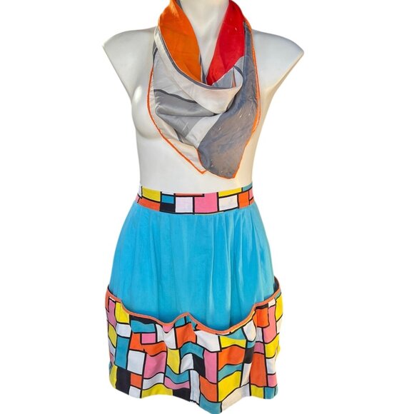 Other - MCM Color Block Cotton Half Apron 4 Large Pockets VTG Turquoise Multicolor Gift